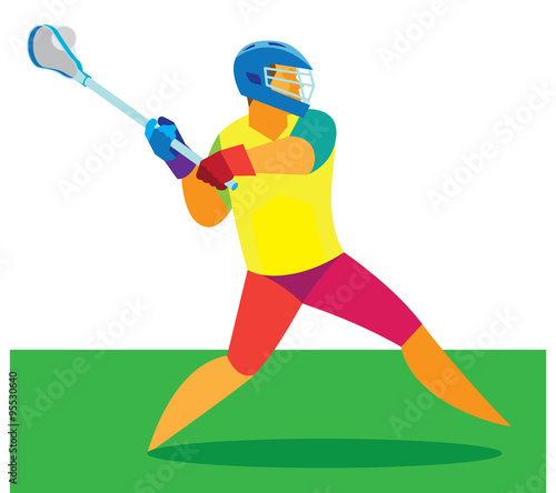 Lacrosse player. Throw