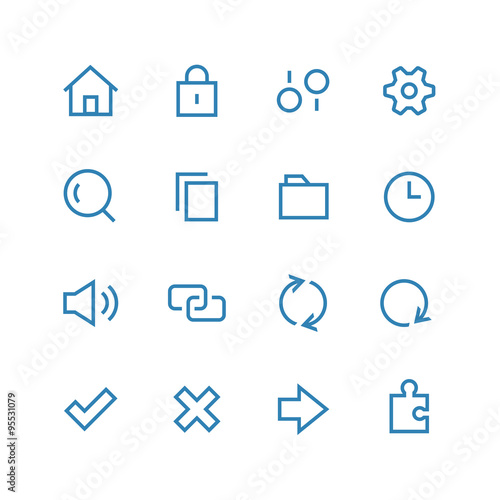 System icon set - vector minimalist. Different symbols on the white background.