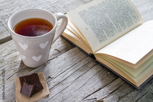 Lifestyle - tea chocolate and book