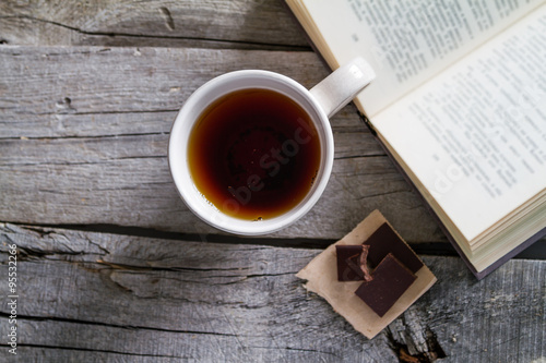 Lifestyle - tea chocolate and book
