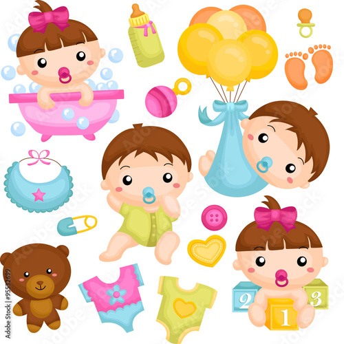 Babies in Action Vector Set