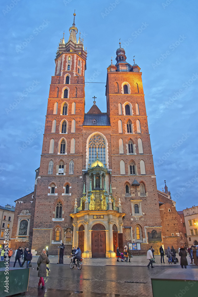 Basilica of St Mary in the Main Market Square of the Old City in