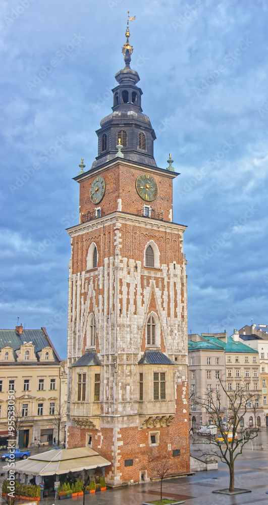 Town Hall Tower in the Main Market Square of the Old City in Kra