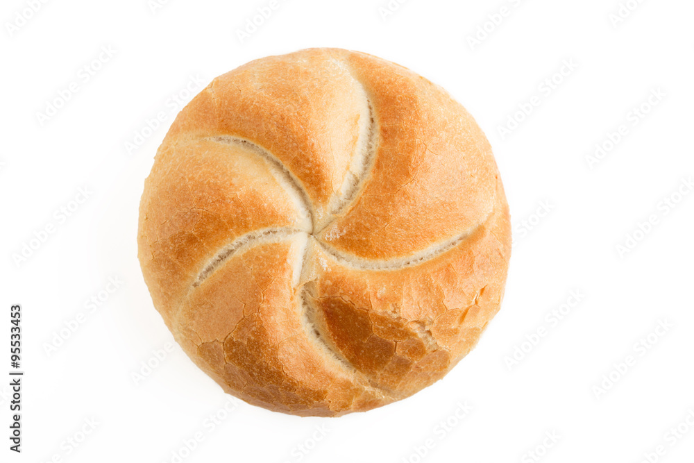 Kaiser roll Bread isolated on white background