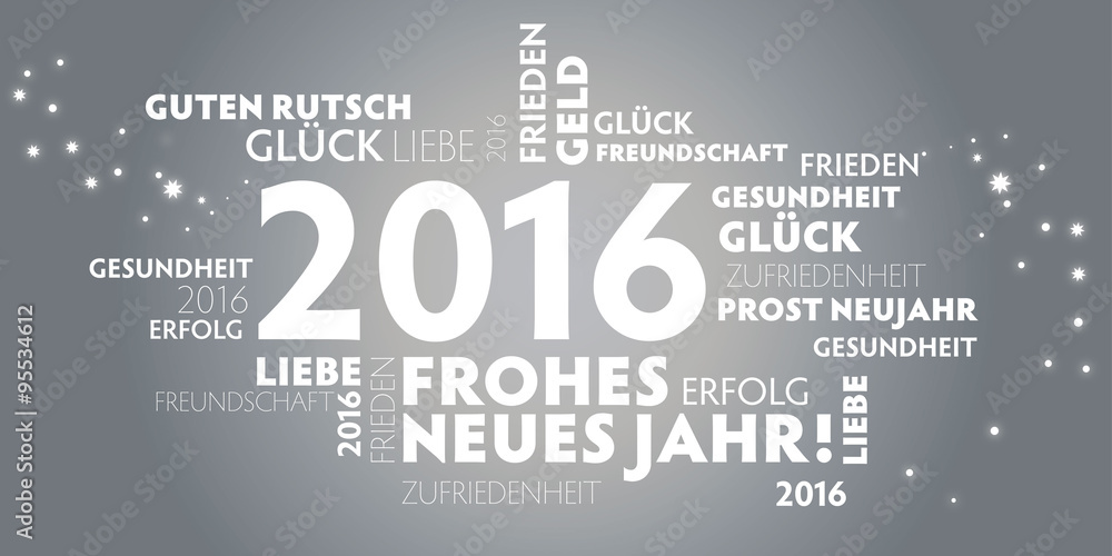 Obraz premium 2016_Neujahrsgruss silber - Wünsche auf deutsch