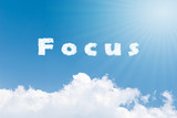 Blue sky background with focus clouds word