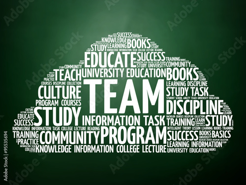 TEAM word cloud, business concept on blackboard