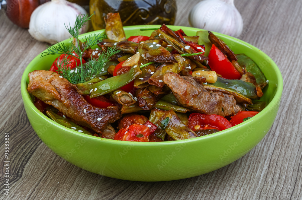 Stir fried pork with vegetables Stir fried pork with vegetables