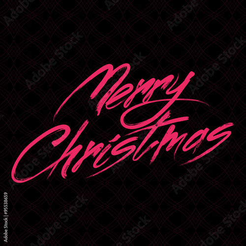 Vector color brush painted writing Merry Christmas