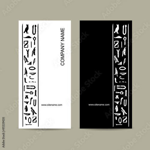 Egypt hieroglyphs. Business cards design