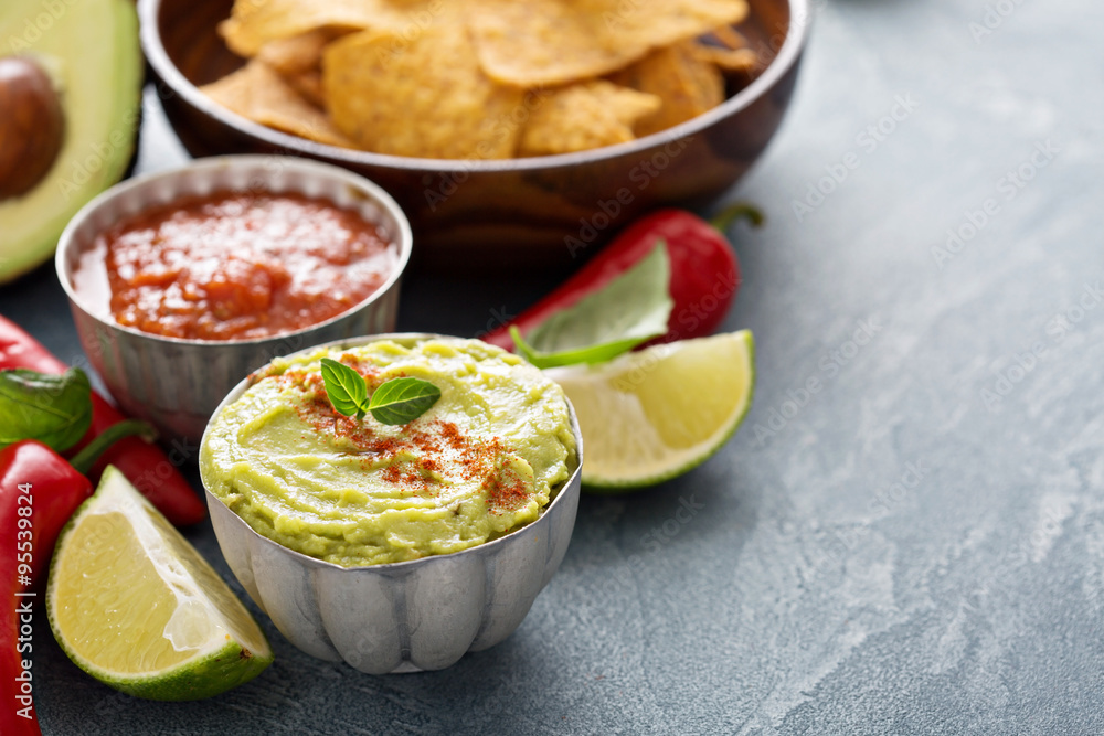 Mexican cuisine ingredients and guacamole Mexican cuisine ingredients and guacamole