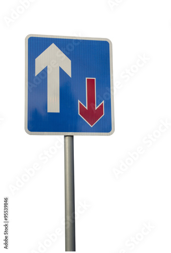 Traffic priority road sign isolated on white