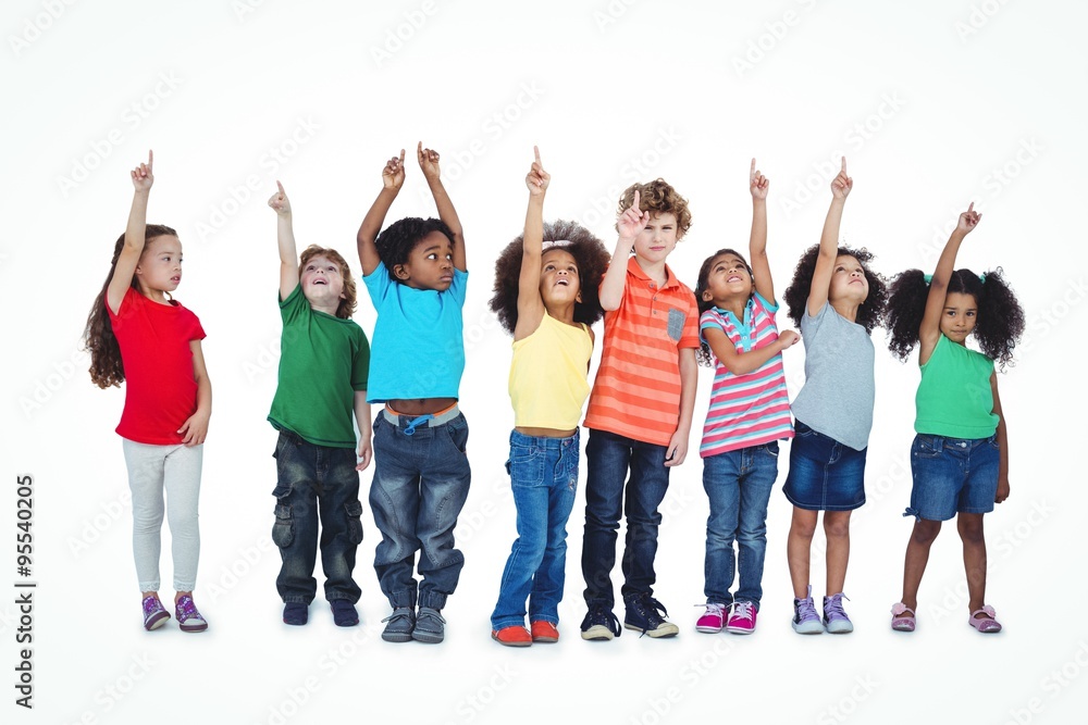 A row of children standing together