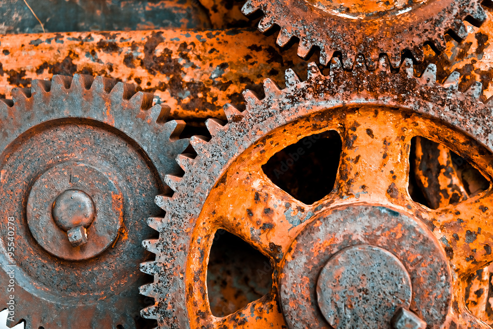 close up image of Rusty cogwheels background close up image of Rusty cogwheels background