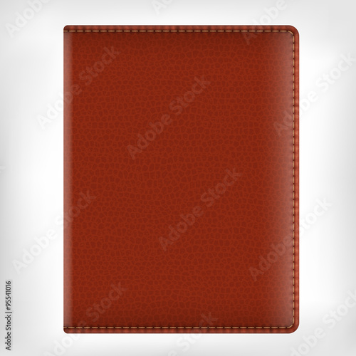 Realistic vector leather diary book cover