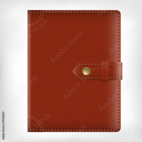 Realistic vector leather diary book cover