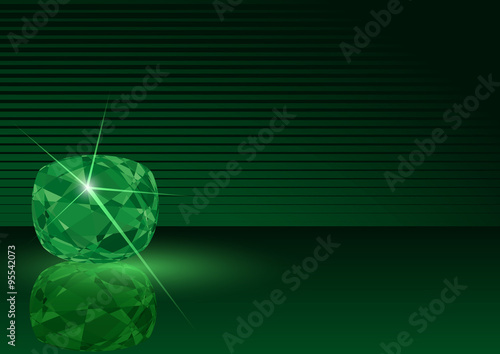 Emerald Card Illustration - Background with Gemstone in Green Tones, Vector