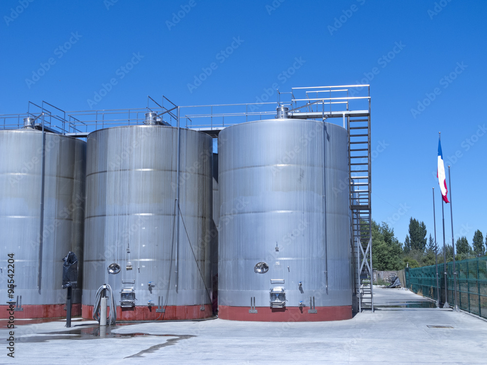 Obraz premium some wine metallic fermentation tanks
