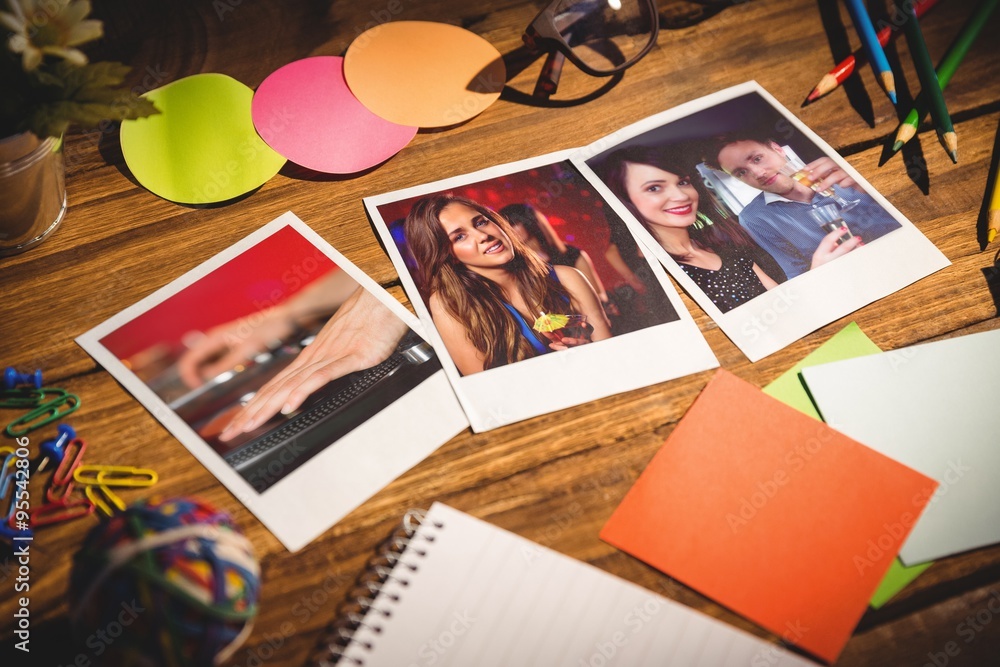 Office supplies with blank instant photos
