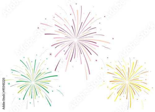 Vector illustration of fireworks on white background