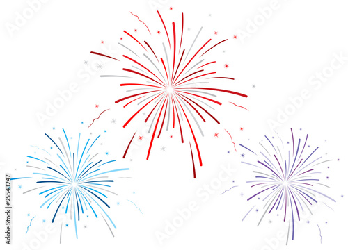 Vector illustration of fireworks on white background