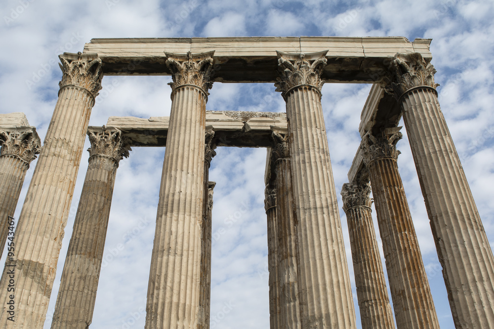Towering pillars of the Temple of Olympian Zeus, at Athens, Greece