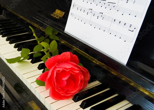 Condolence card - roses on piano photo