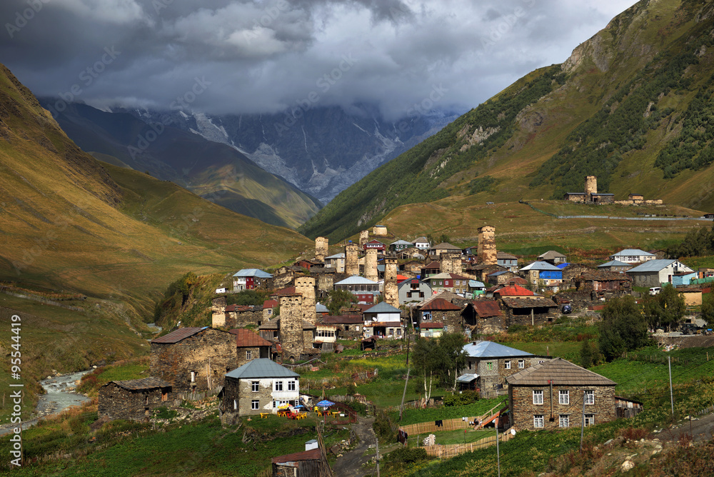 Alpine village in Svaneti, Georgia