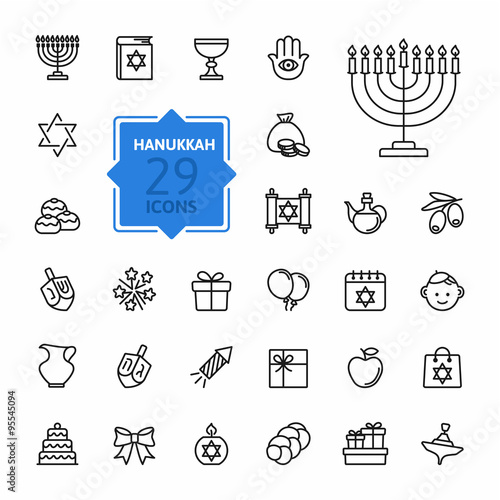 Outline icon collection - Symbols Of Hanukkah