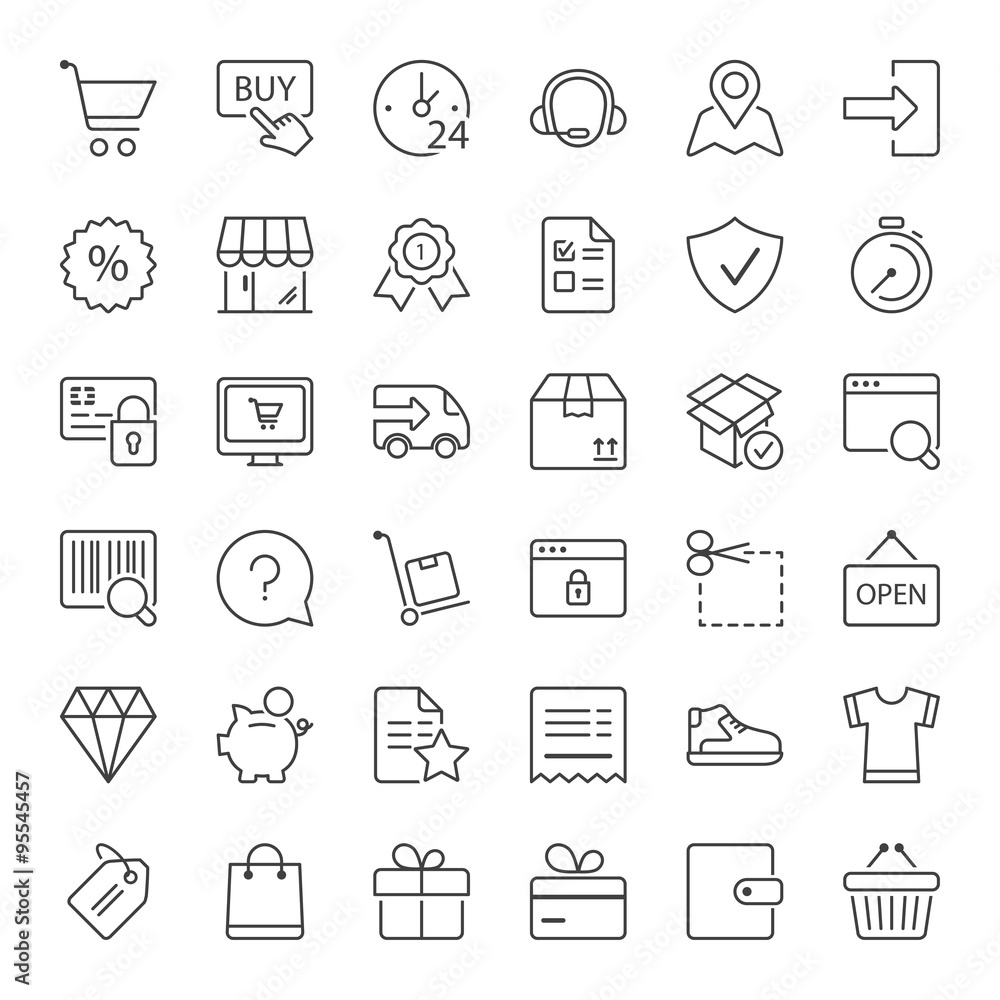 shopping thin line iconset