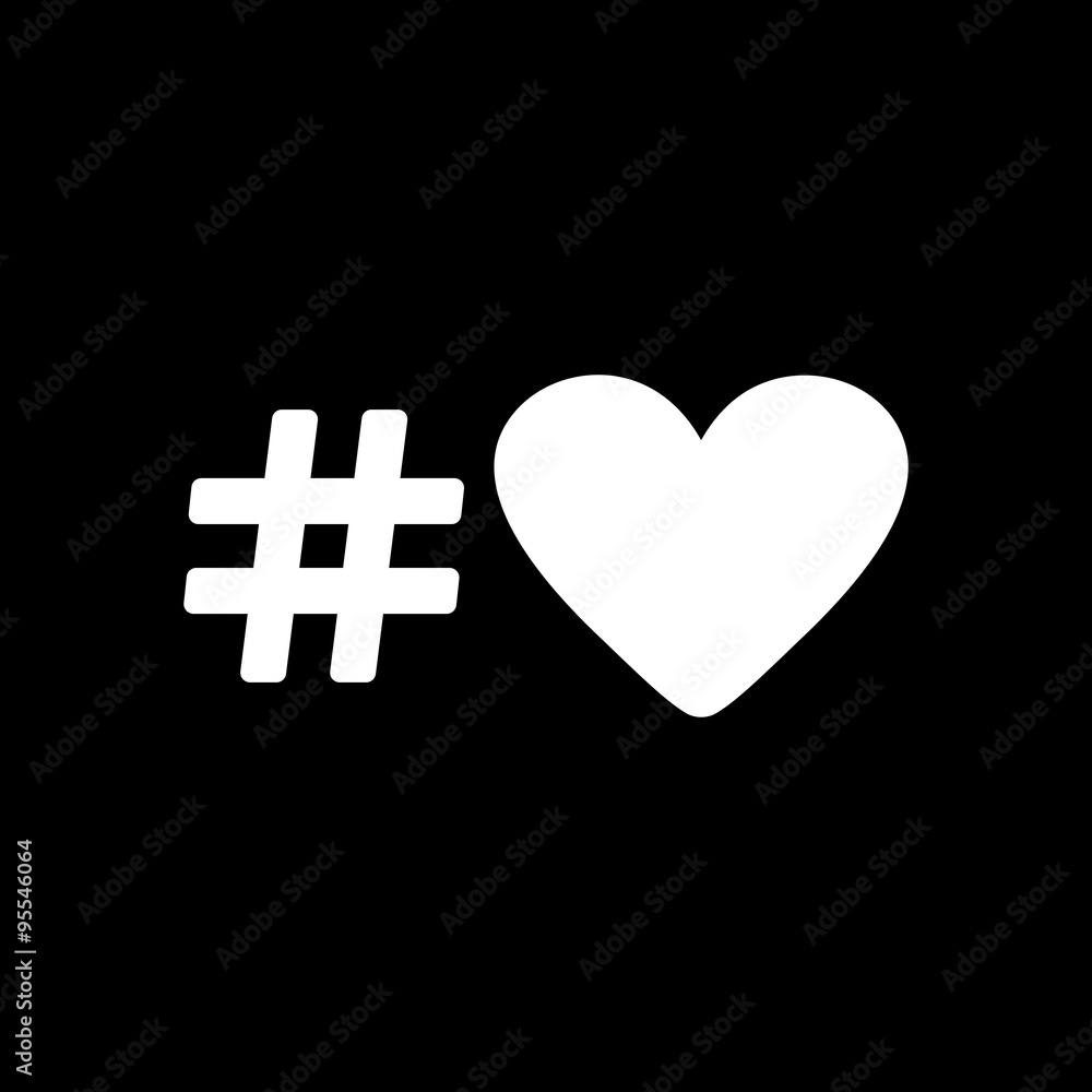 Fototapeta premium The hash love icon. Hashtag heart symbol. Flat