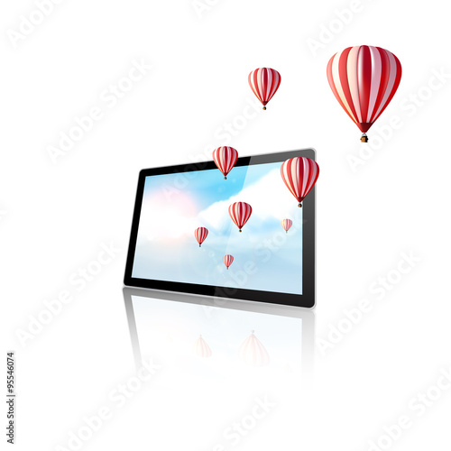 Realistic tablet pc computer on white background. Vector eps10 illustration 