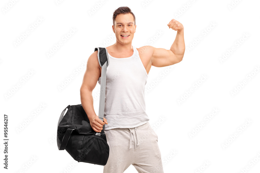Muscular man showing his bicep Muscular man showing his bicep