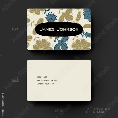 Business card vector template with floral background