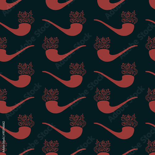 tobacco pipe with smoke seamless pattern