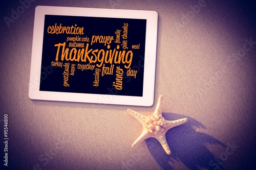 Fototapeta Naklejka Na Ścianę i Meble -  Composite image of thanksgiving words