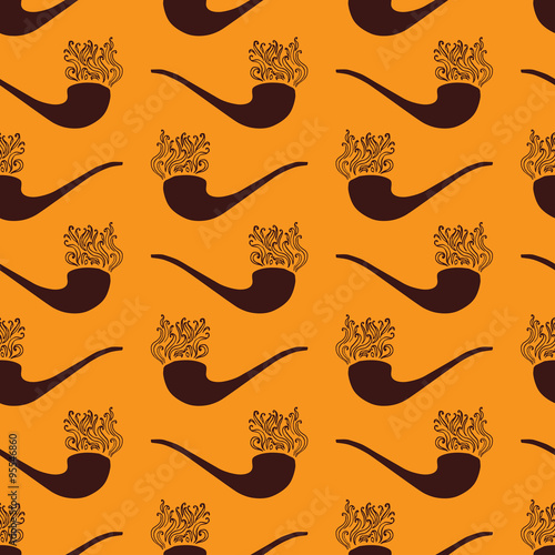 tobacco pipe with smoke seamless pattern