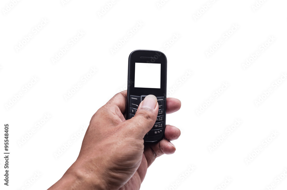 Hand with teletphone isolated, Clipping path Hand with teletphone isolated, Clipping path