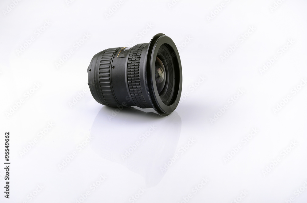 Wide camera lens on white background