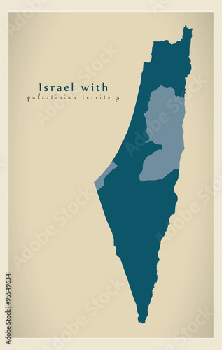 Modern Map - Israel with palestinian territory IL