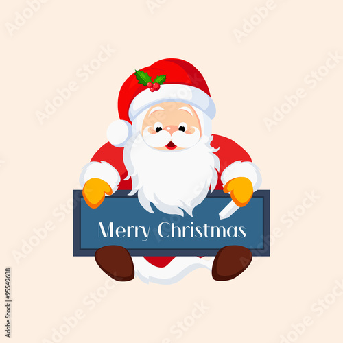 Christmas Santa Claus with a Chalkboard. Vector Illustration
