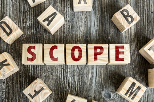 Wooden Blocks with the text: Scope photo