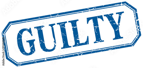 guilty square blue grunge vintage isolated label