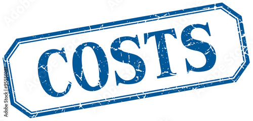 costs square blue grunge vintage isolated label