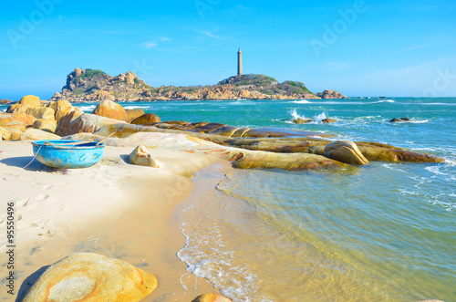 Ke Ga beach with beautiful lighthouse photo