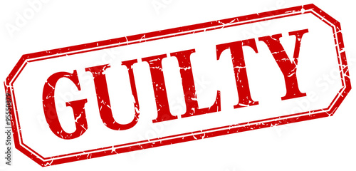 guilty square red grunge vintage isolated label