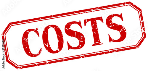 costs square red grunge vintage isolated label