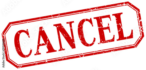 cancel square red grunge vintage isolated label