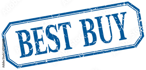 best buy square blue grunge vintage isolated label