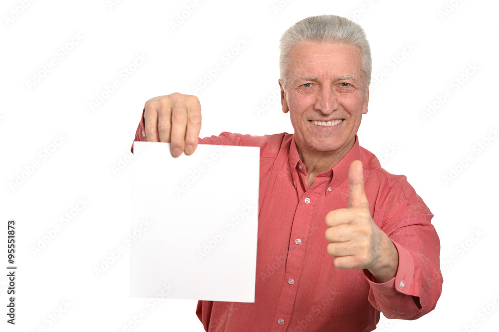 Senior man with blank Senior man with blank